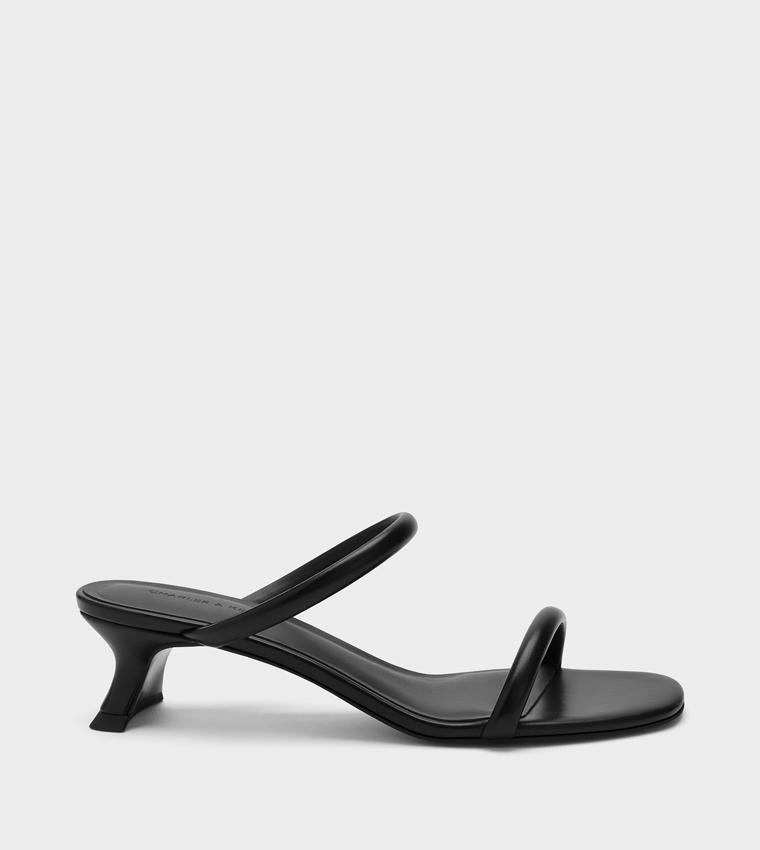 Solid Double Strap Heeled Sandals