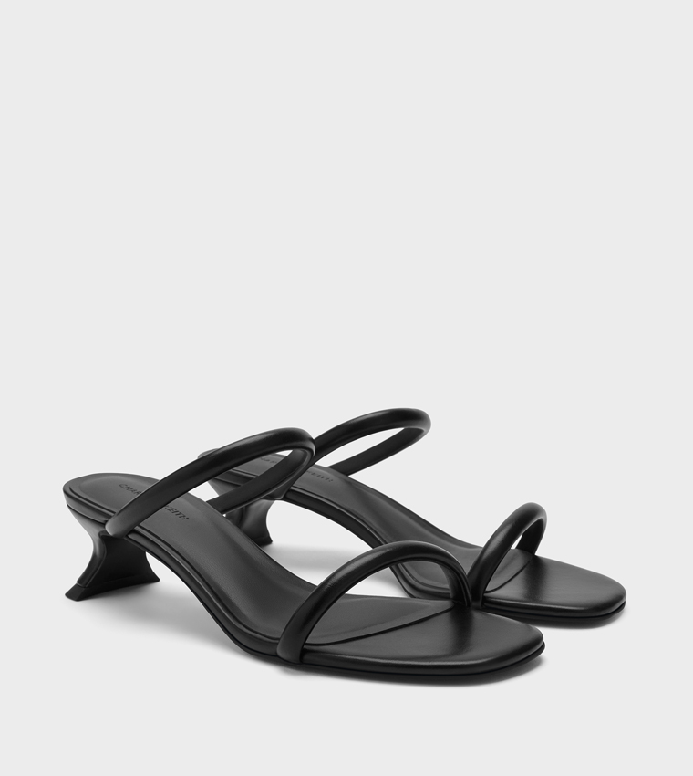Solid Double Strap Heeled Sandals