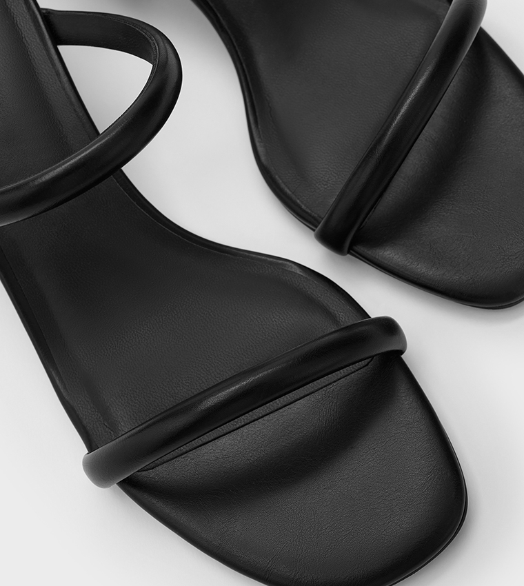 Solid Double Strap Heeled Sandals