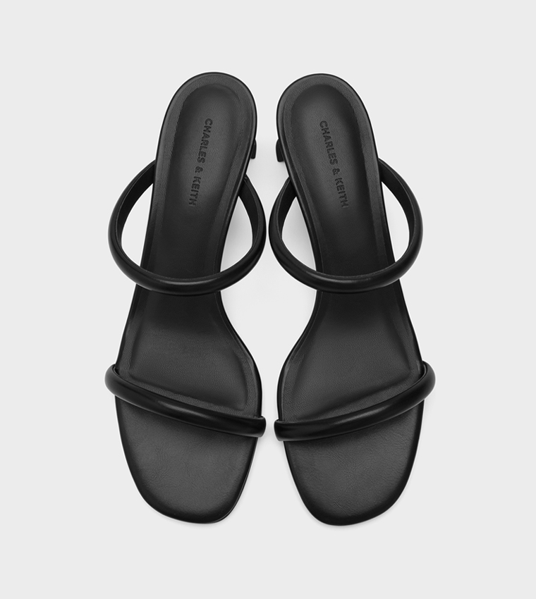 Solid Double Strap Heeled Sandals
