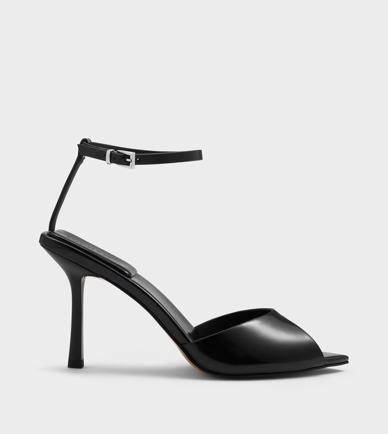 Solid Ankle Strap Stiletto Heel Sandals