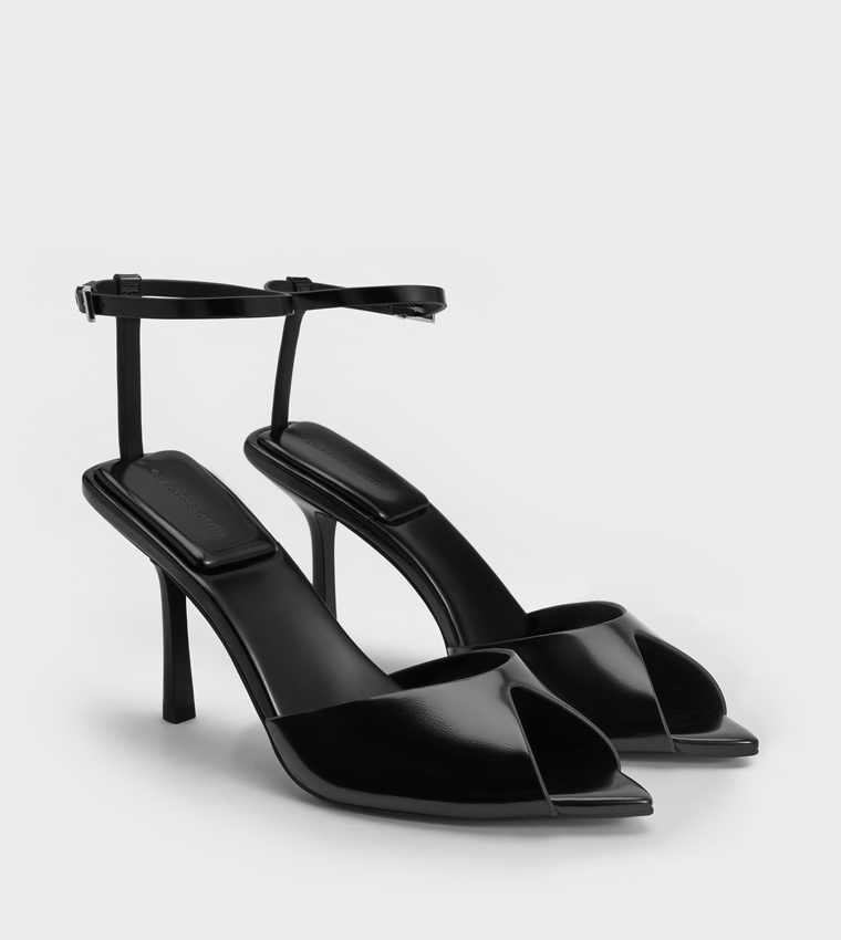 Solid Ankle Strap Stiletto Heel Sandals