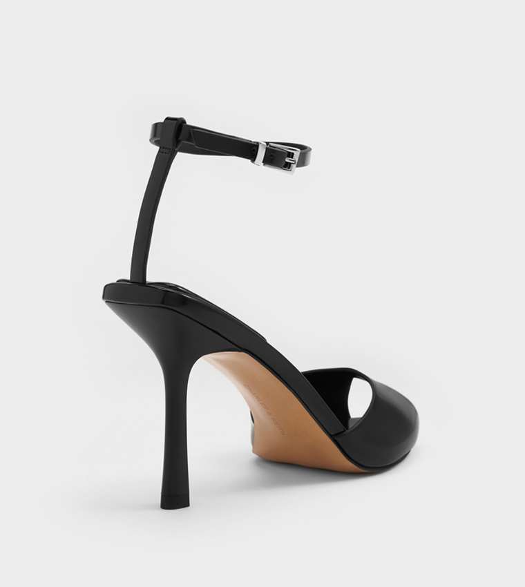 Solid Ankle Strap Stiletto Heel Sandals