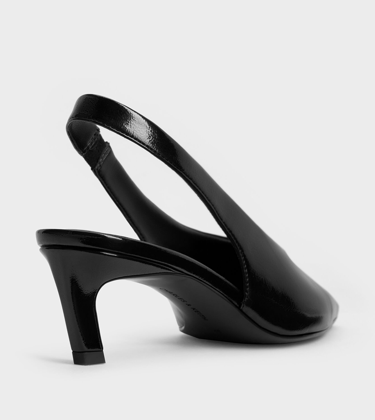 Patent Kitten Heel Slingback Pumps