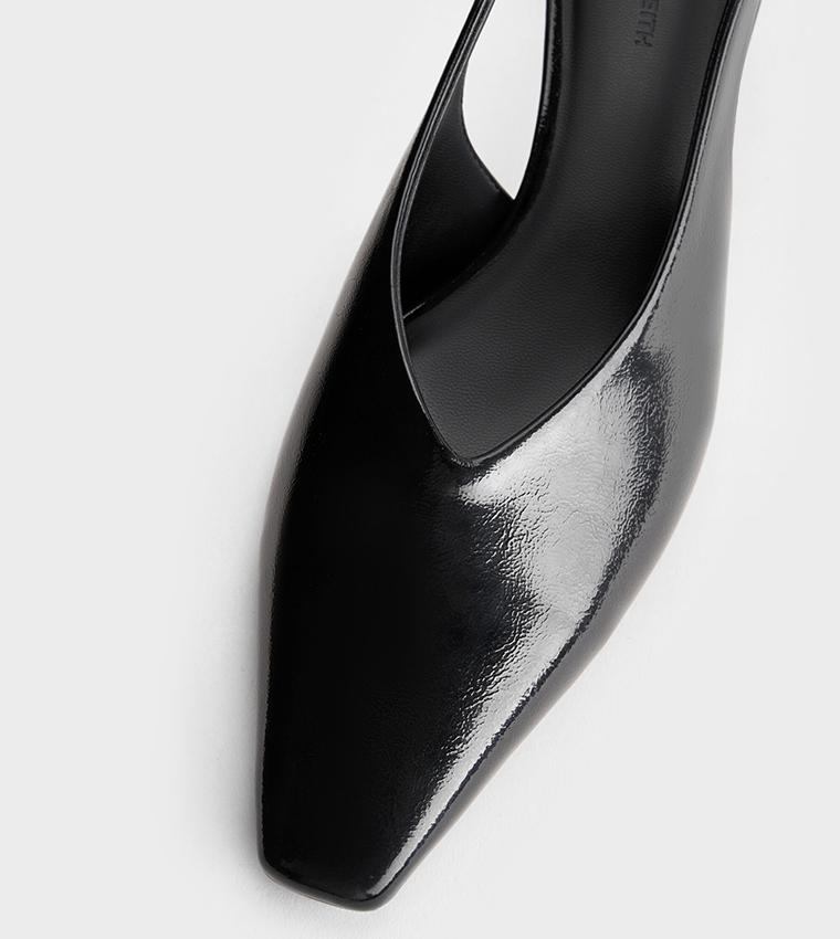 Patent Kitten Heel Slingback Pumps