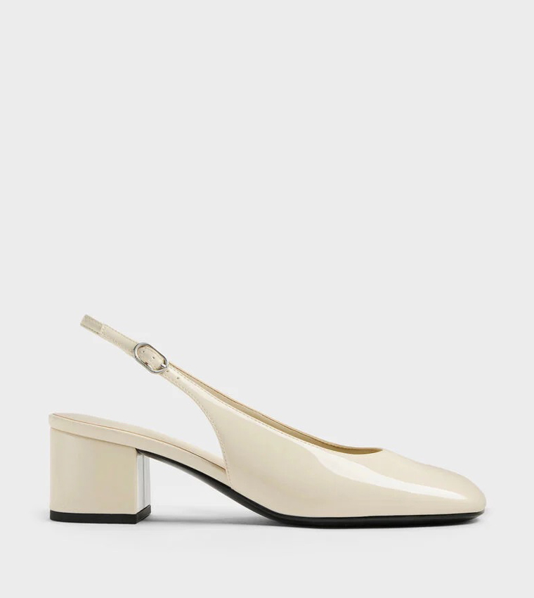 DANNI Glossy Square Toe Slingback Pumps