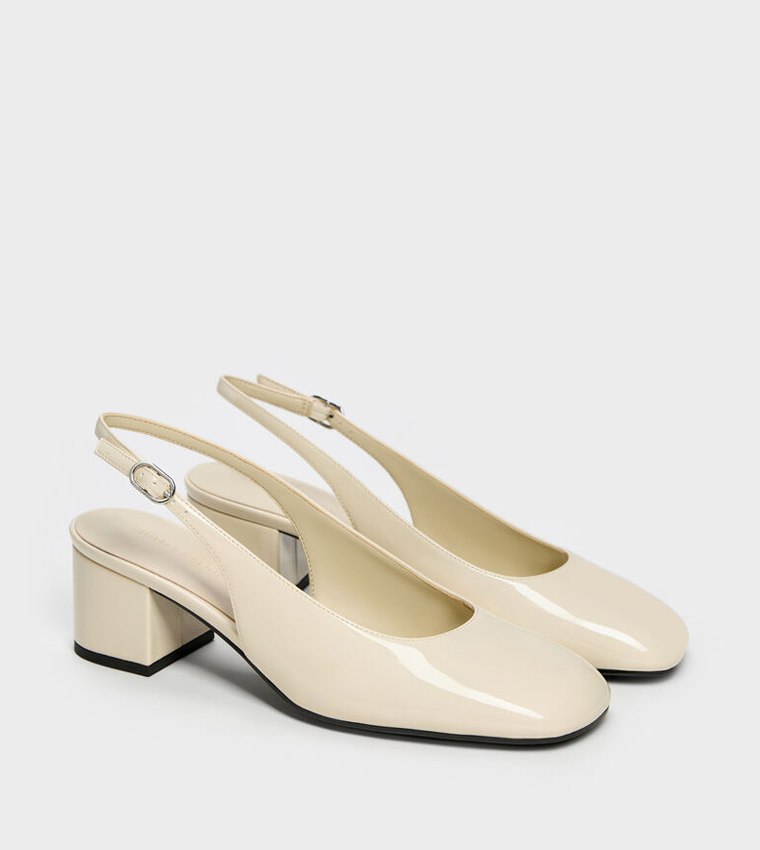 DANNI Glossy Square Toe Slingback Pumps