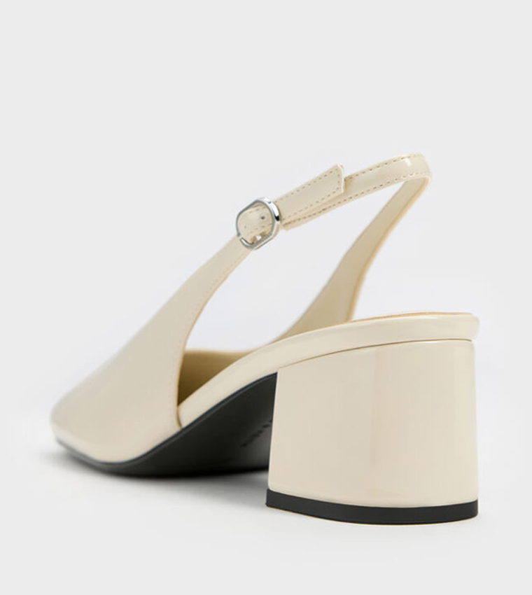 DANNI Glossy Square Toe Slingback Pumps