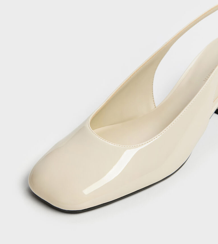 DANNI Glossy Square Toe Slingback Pumps