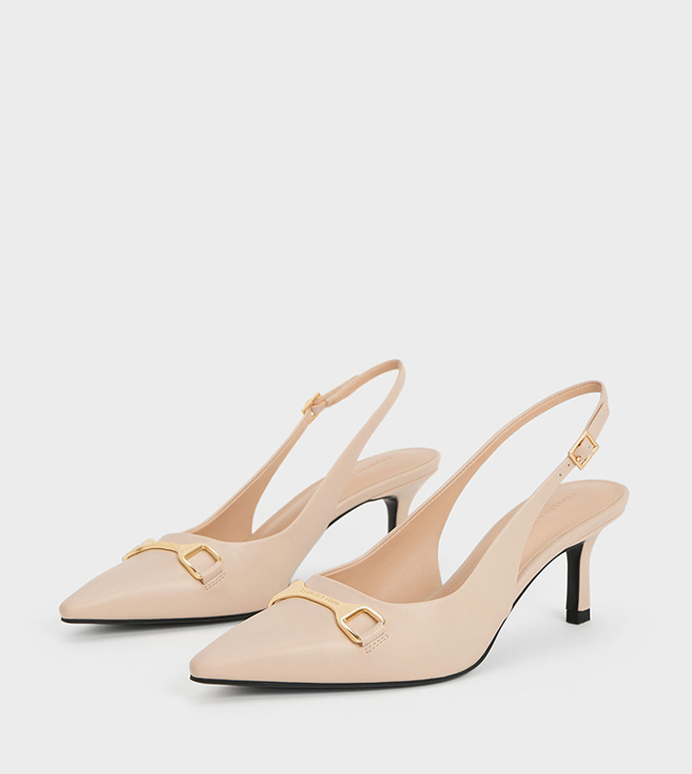 Metal Accent Slingback Pumps