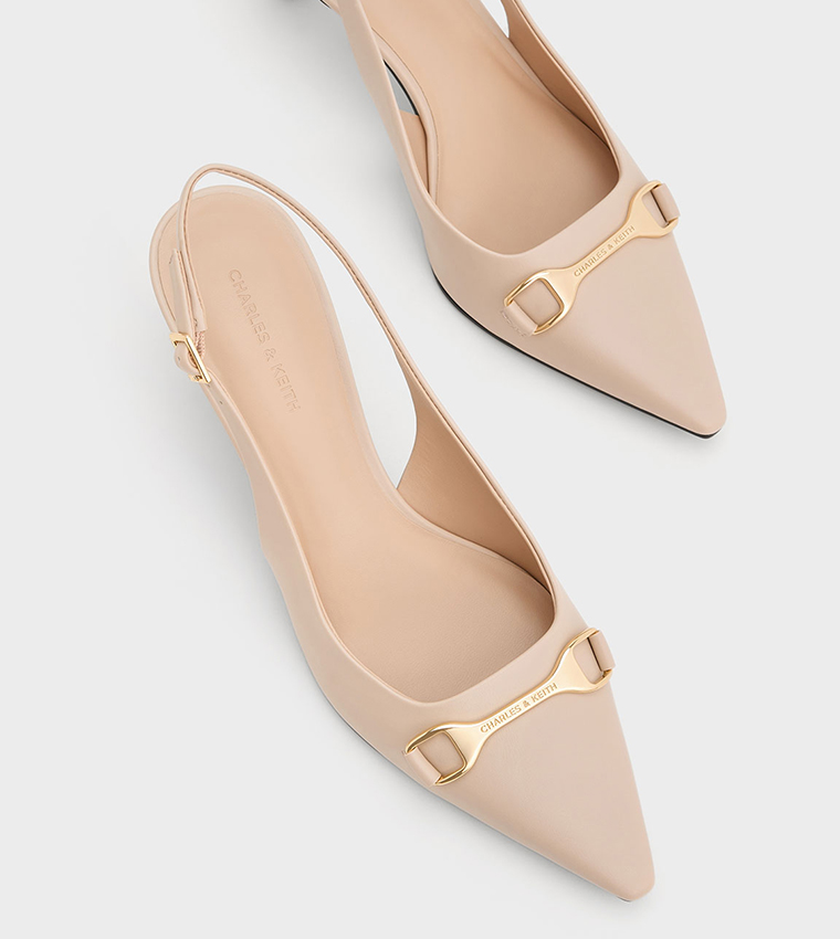 Metal Accent Slingback Pumps