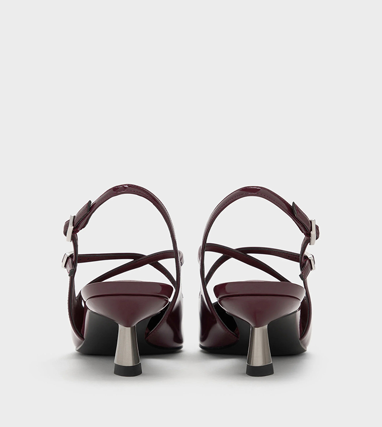 PAULINE Patent Crossover Slingback Pumps