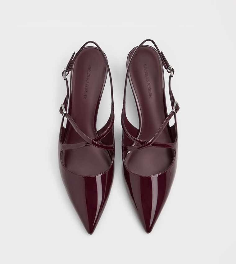 PAULINE Patent Crossover Slingback Pumps