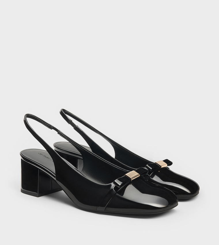 DORIAN Patent Glossy Slingback Pumps