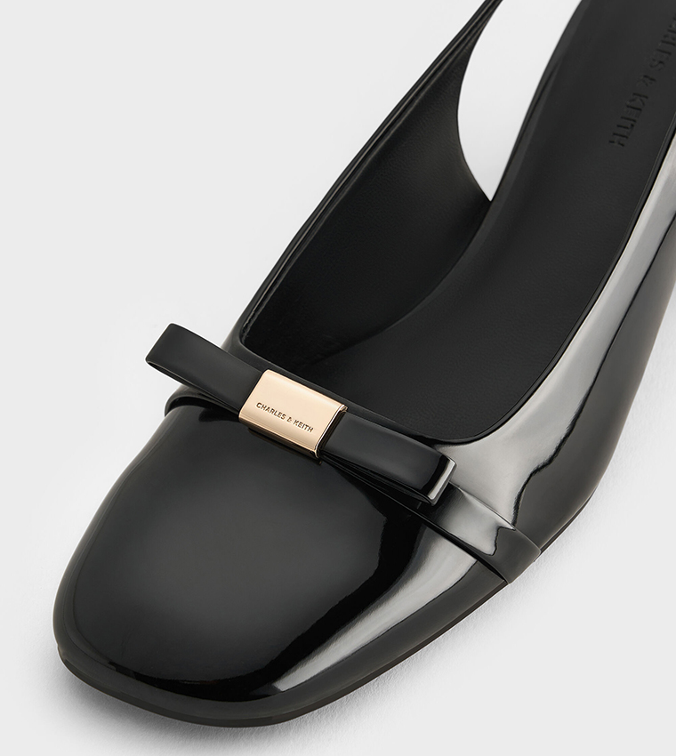 DORIAN Patent Glossy Slingback Pumps