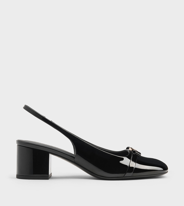 DORIAN Patent Glossy Slingback Pumps