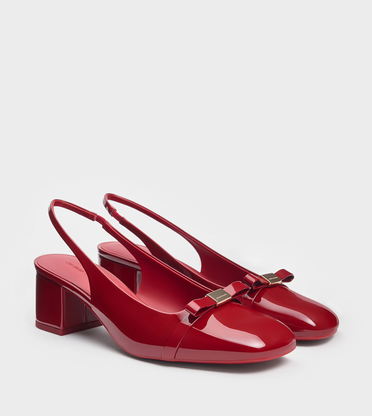 DORIAN Patent Glossy Slingback Pumps