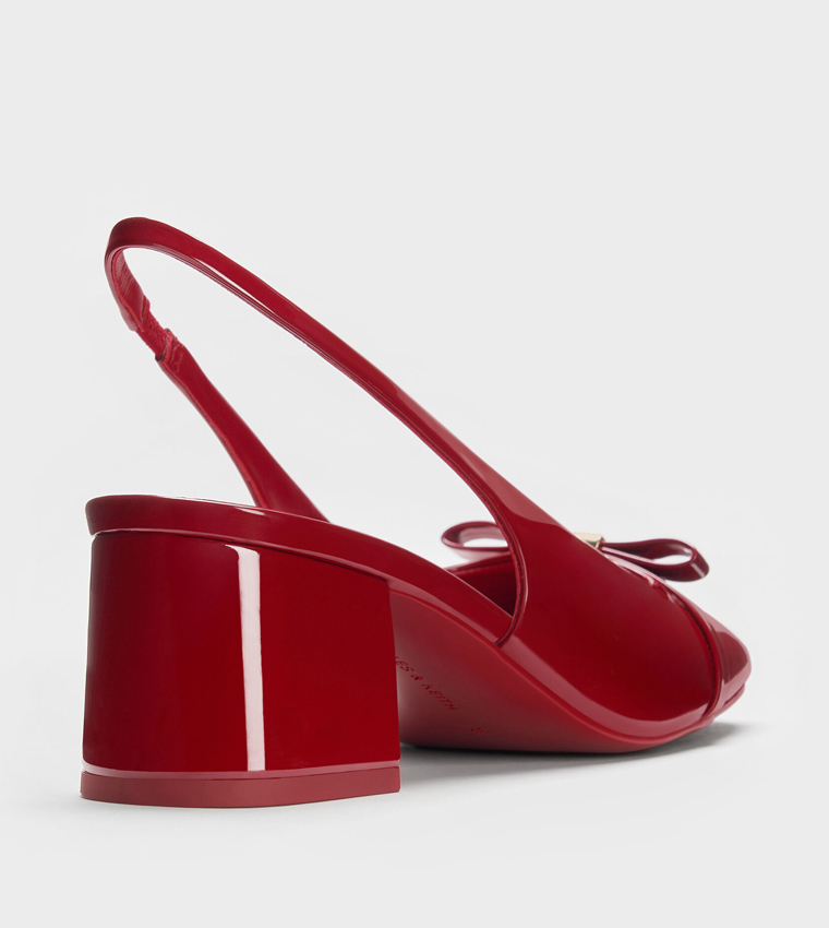 DORIAN Patent Glossy Slingback Pumps
