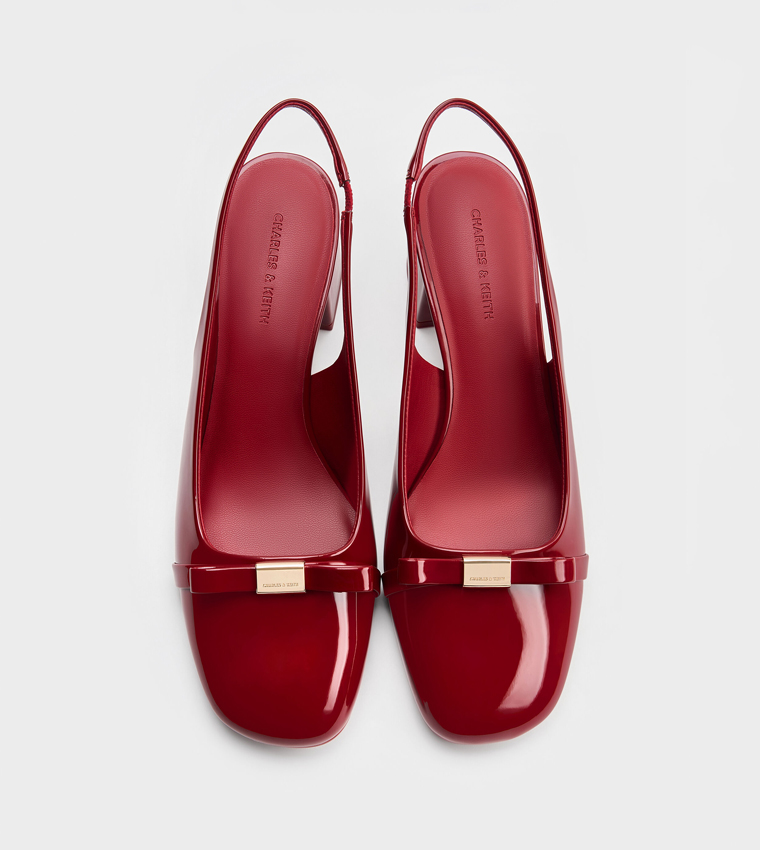 DORIAN Patent Glossy Slingback Pumps
