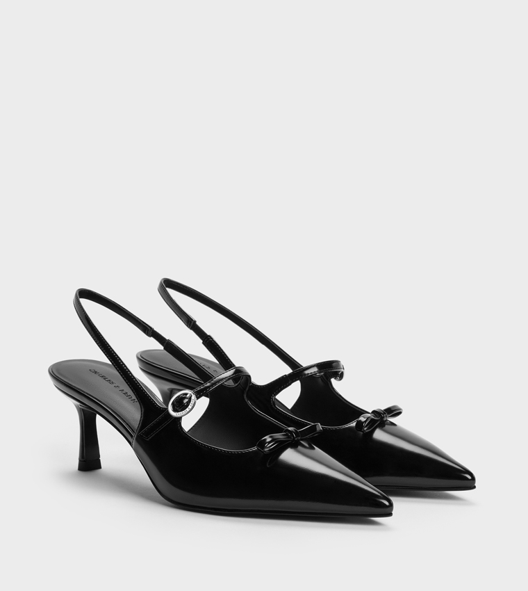SONALI Solid Bow Detail Slingback Pumps