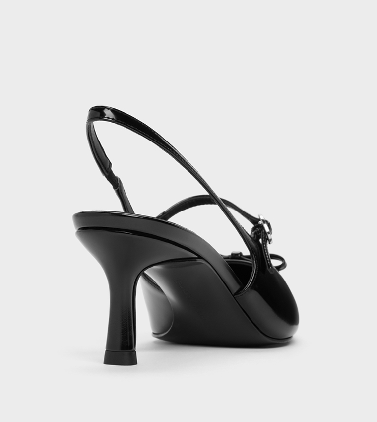 SONALI Solid Bow Detail Slingback Pumps