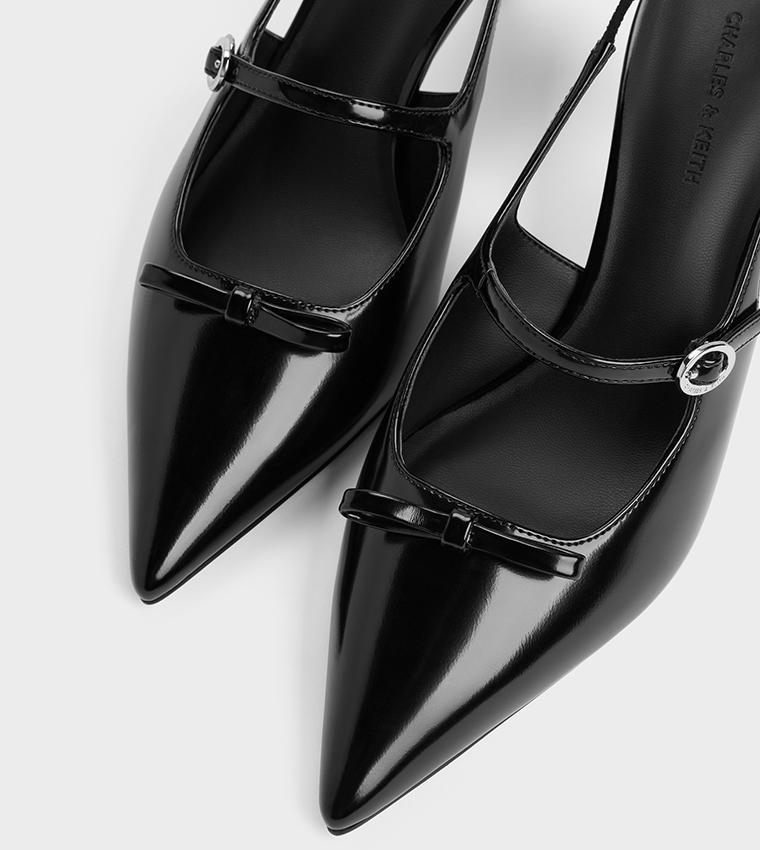 SONALI Solid Bow Detail Slingback Pumps