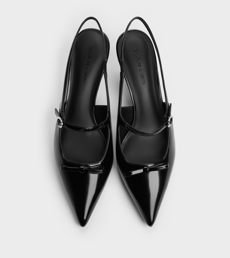 SONALI Solid Bow Detail Slingback Pumps