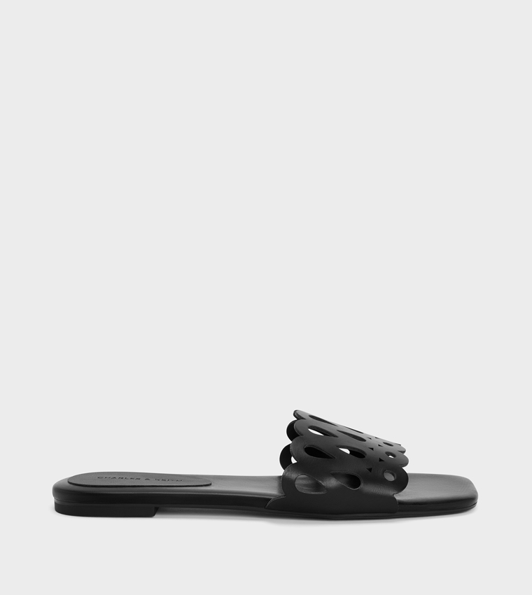Solid Cut-Out Flat Sandals