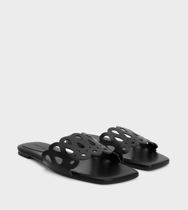 Solid Cut-Out Flat Sandals