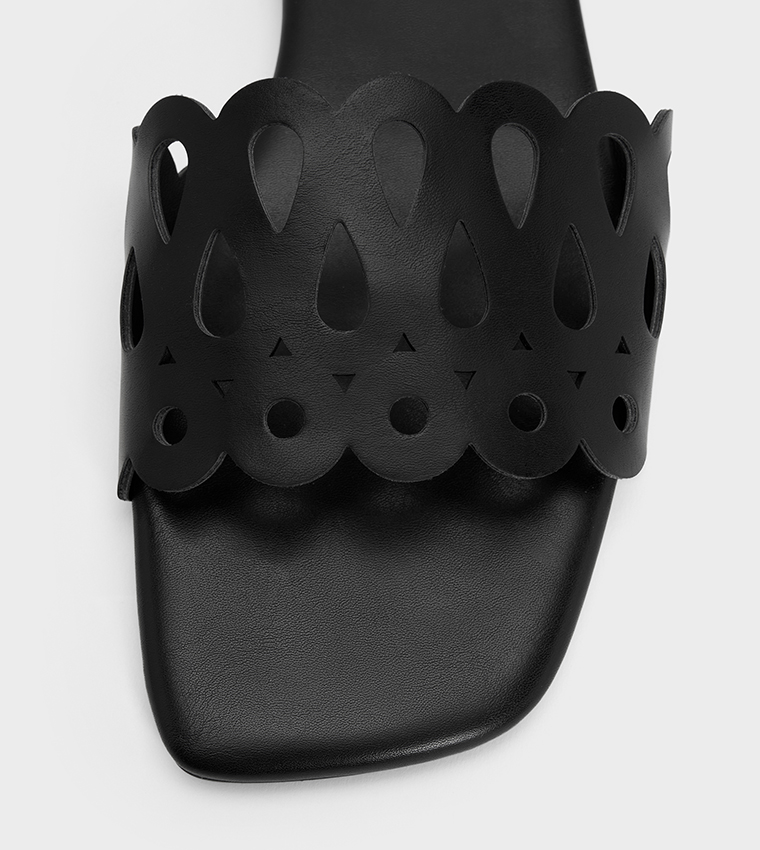 Solid Cut-Out Flat Sandals