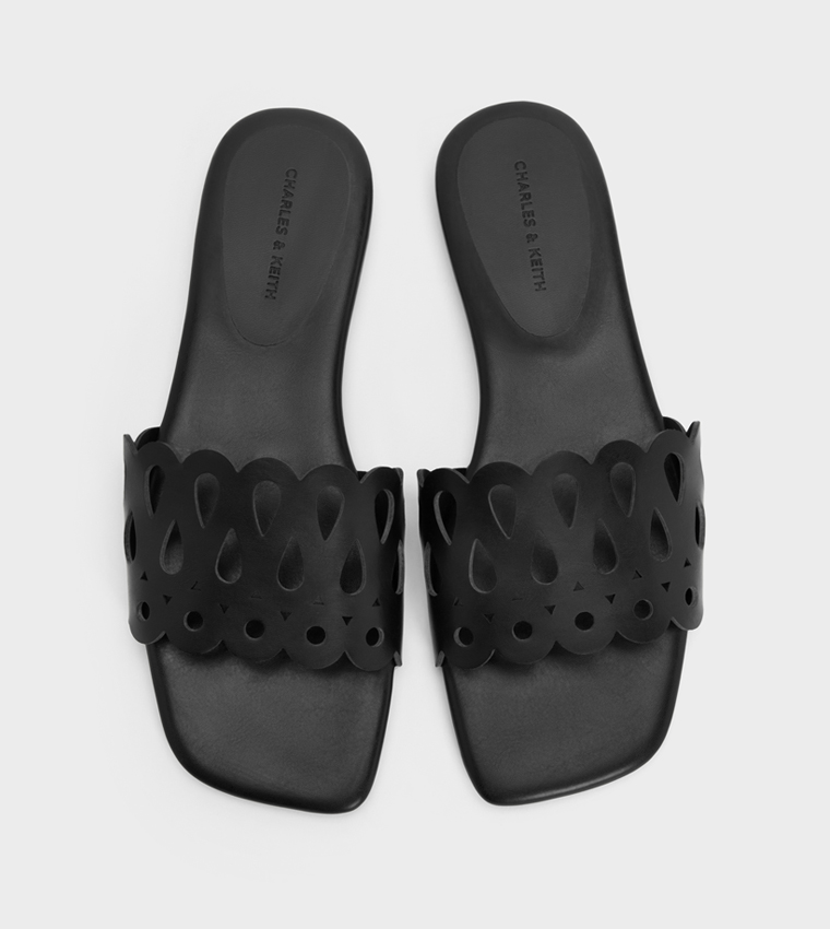 Solid Cut-Out Flat Sandals