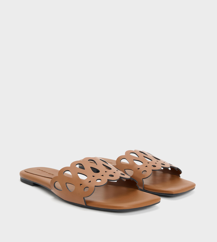 Solid Cut-Out Flat Sandals