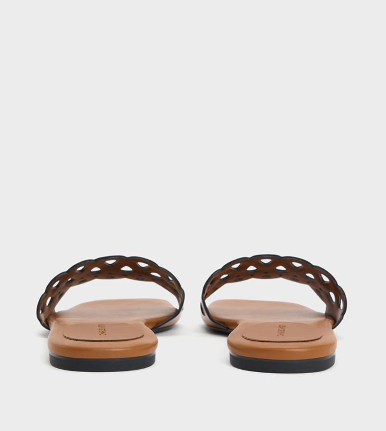 Solid Cut-Out Flat Sandals