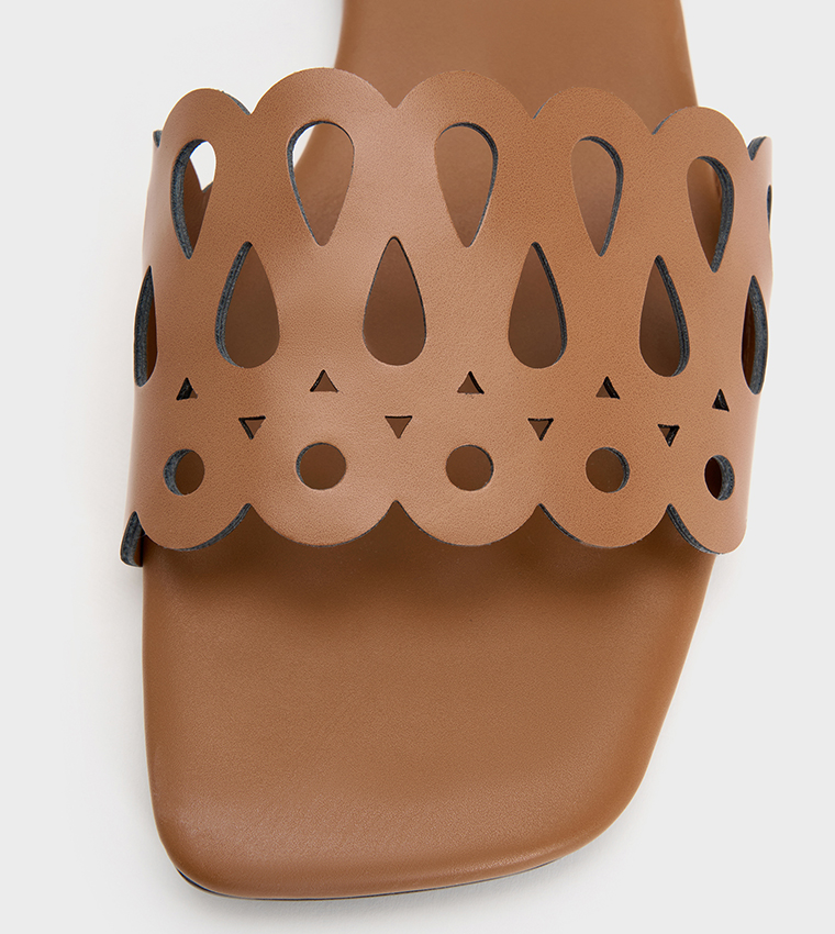Solid Cut-Out Flat Sandals
