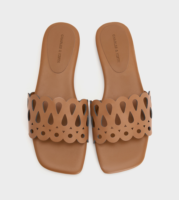 Solid Cut-Out Flat Sandals