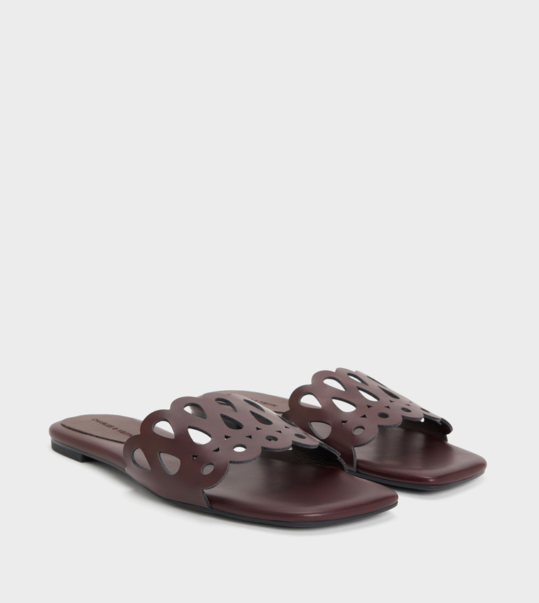 Solid Cut-Out Flat Sandals