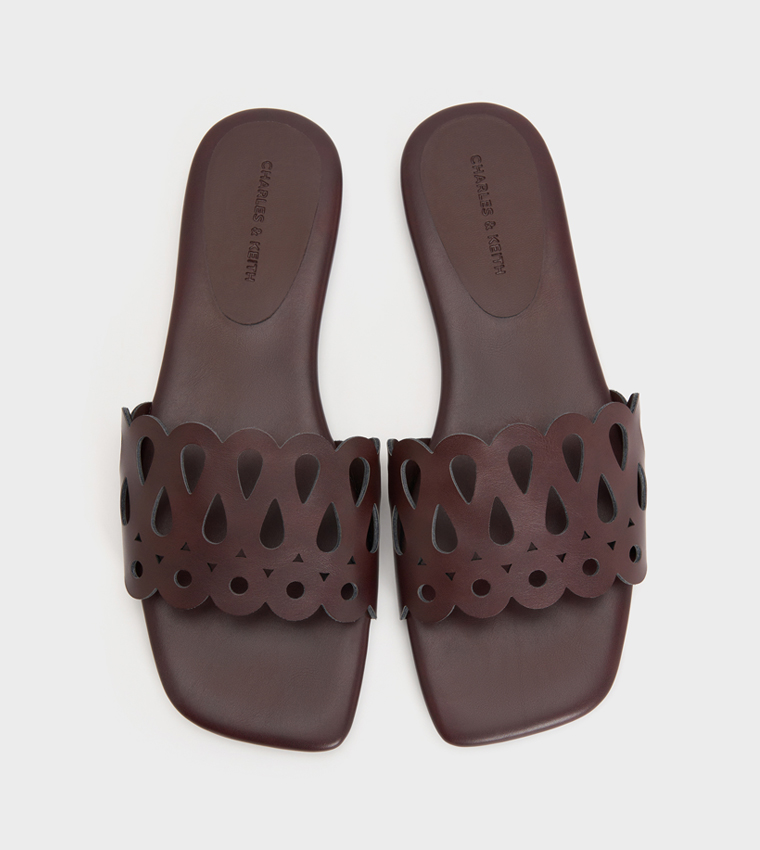 Solid Cut-Out Flat Sandals