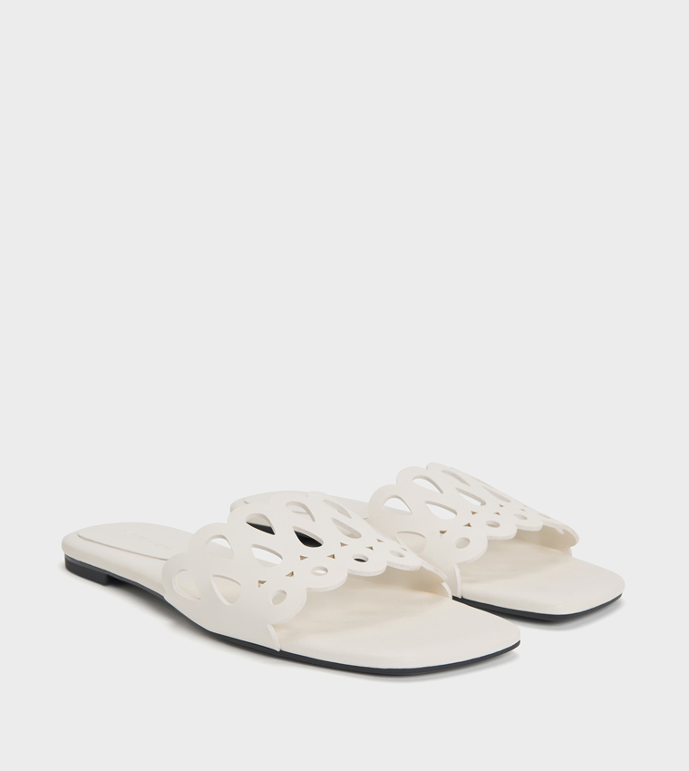 Solid Cut-Out Flat Sandals