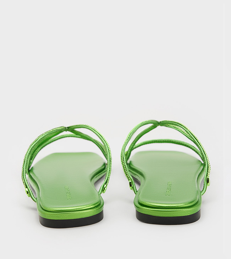 Embellished Open Toe Flat Sandals