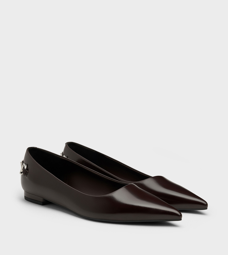 ERINNA Metal Detail Pointed Toe Ballerinas