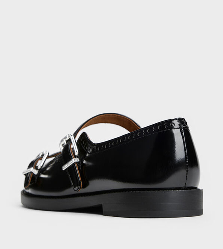 Brogue Detail Double-Strap Mary Jane Shoes