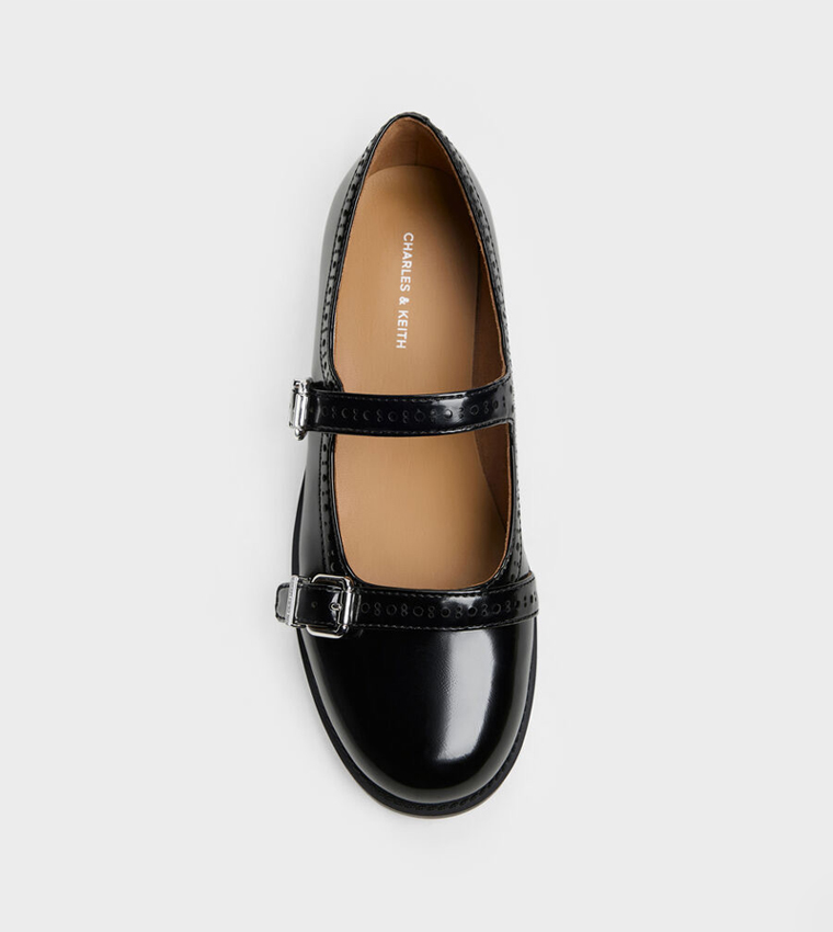 Brogue Detail Double-Strap Mary Jane Shoes