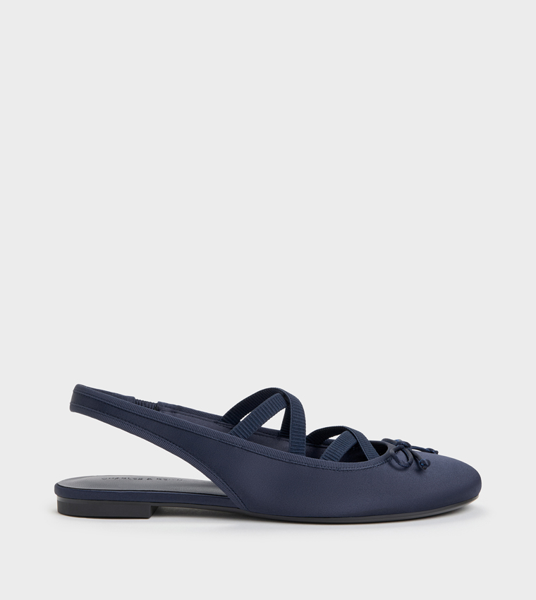 Solid Bow Detail Slingback Flats