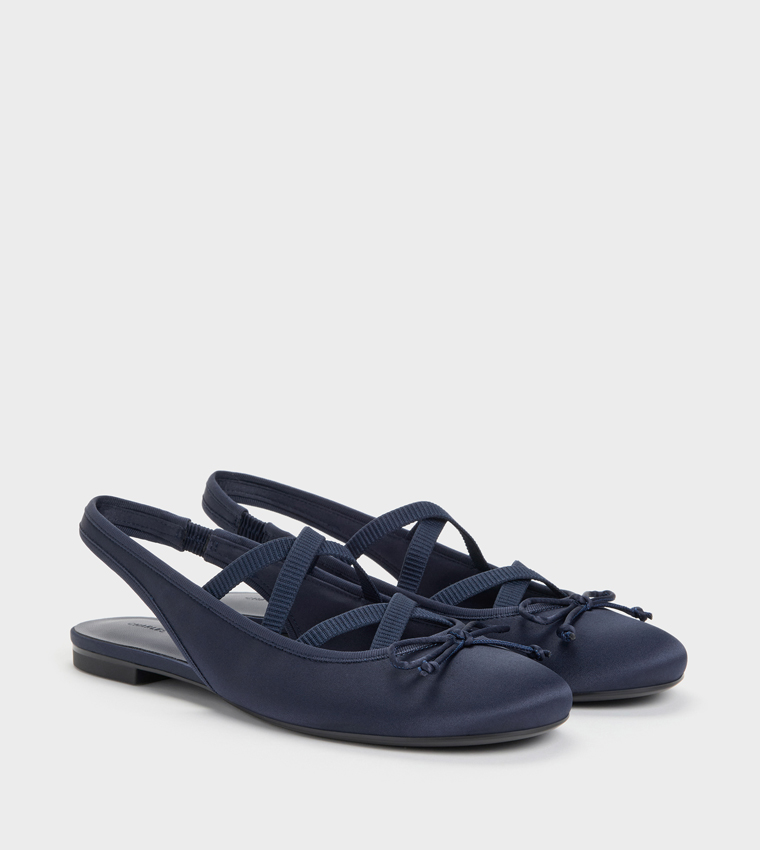 Solid Bow Detail Slingback Flats