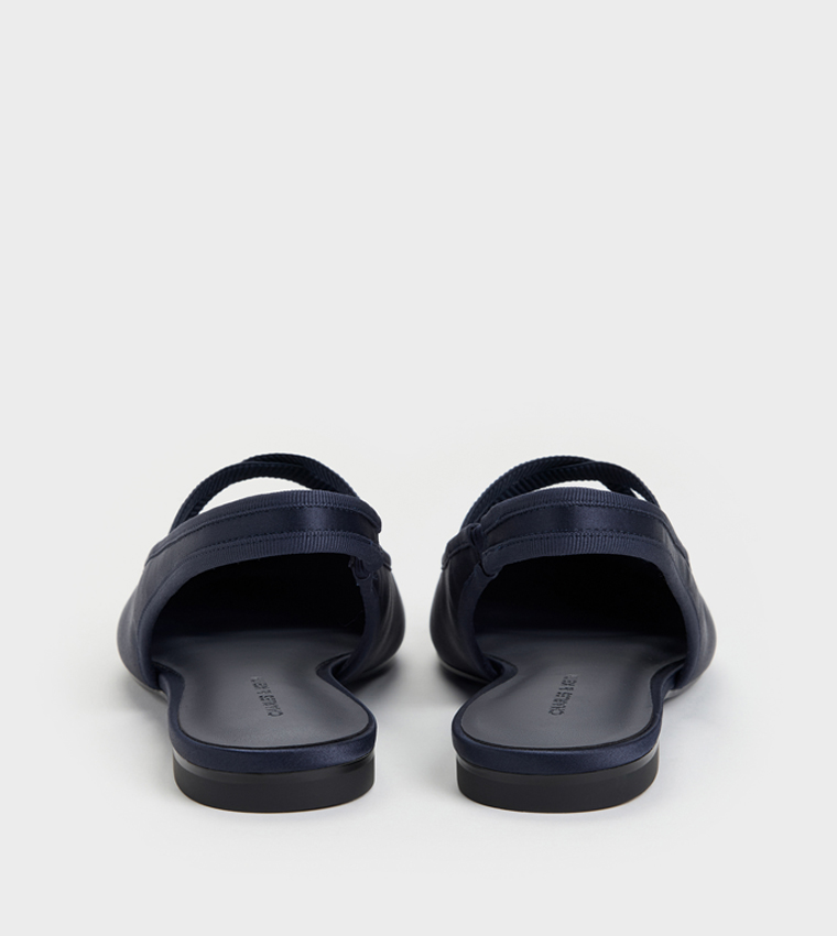 Solid Bow Detail Slingback Flats