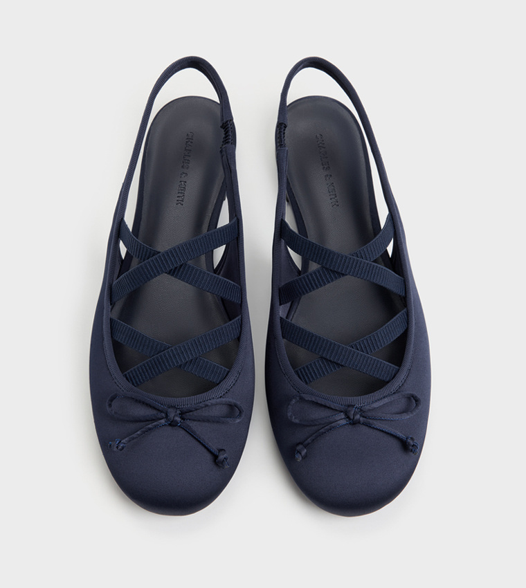 Solid Bow Detail Slingback Flats