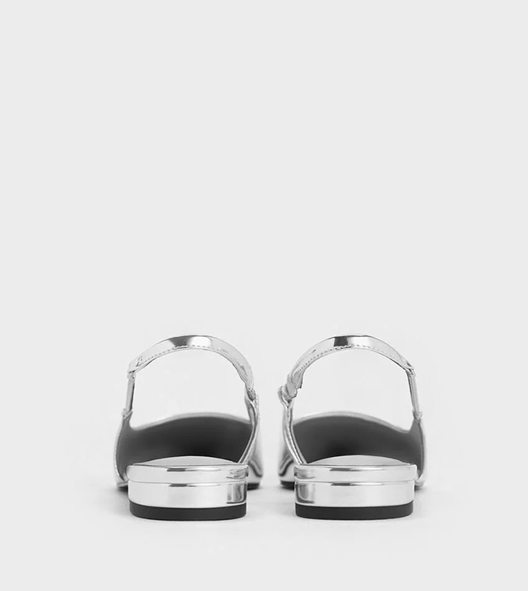 Metallic Chain Strap Slingback Flats