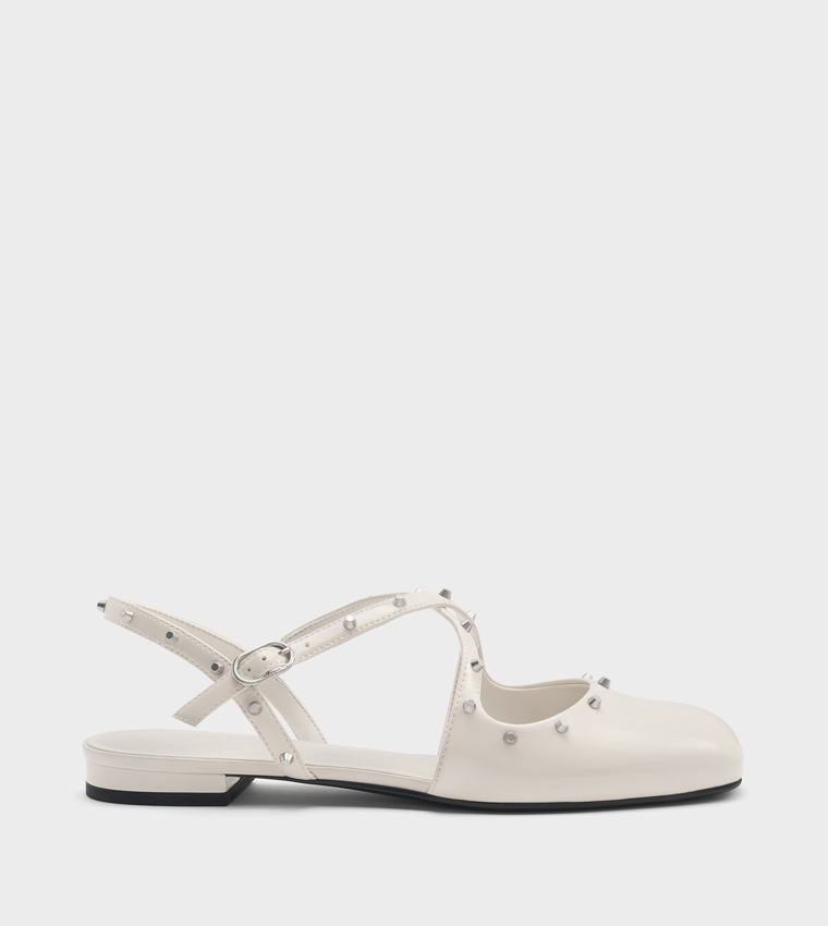 Studded Crossover Slingback Flats