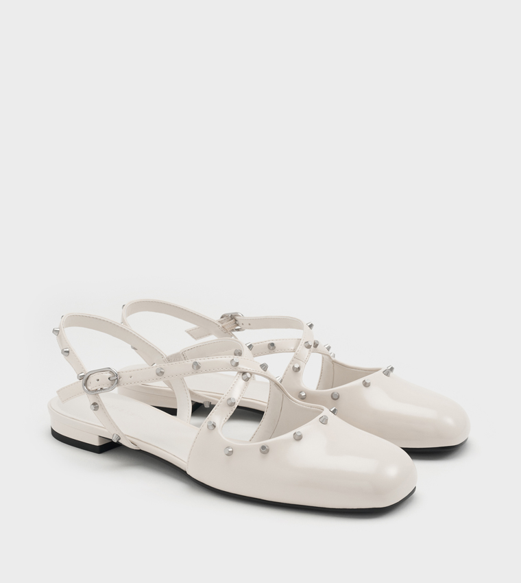 Studded Crossover Slingback Flats