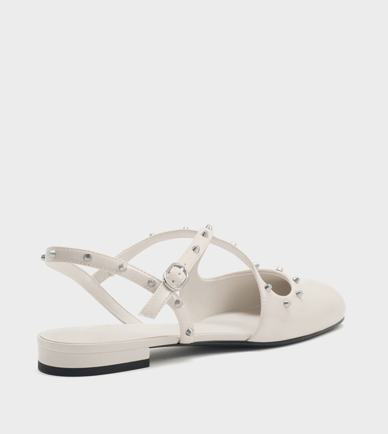 Studded Crossover Slingback Flats